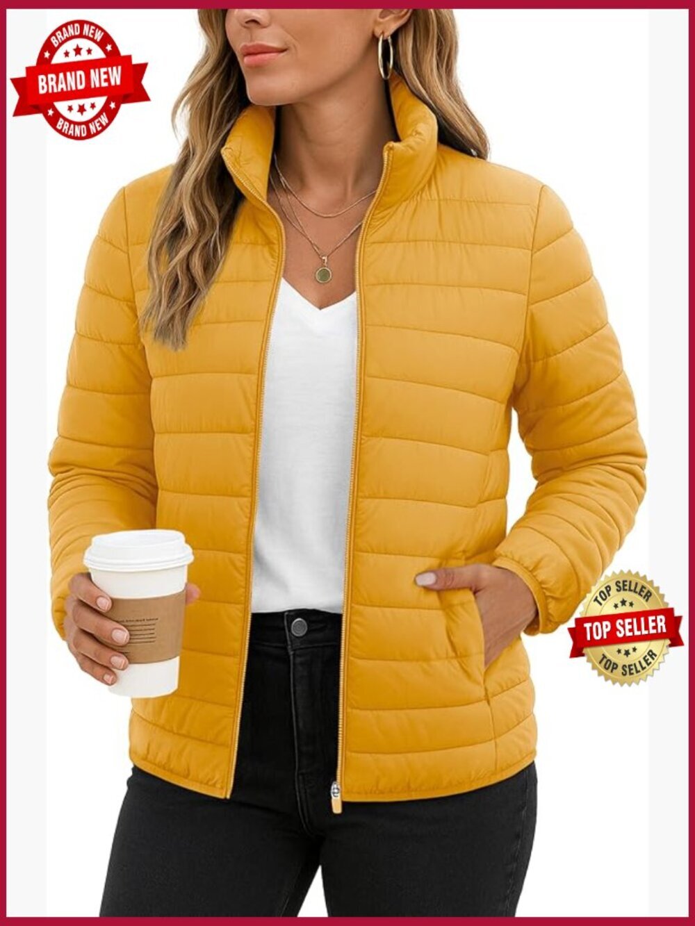 Quilted Packable Puffer Jacket Lightweight Winter Warm Zip Up Coats